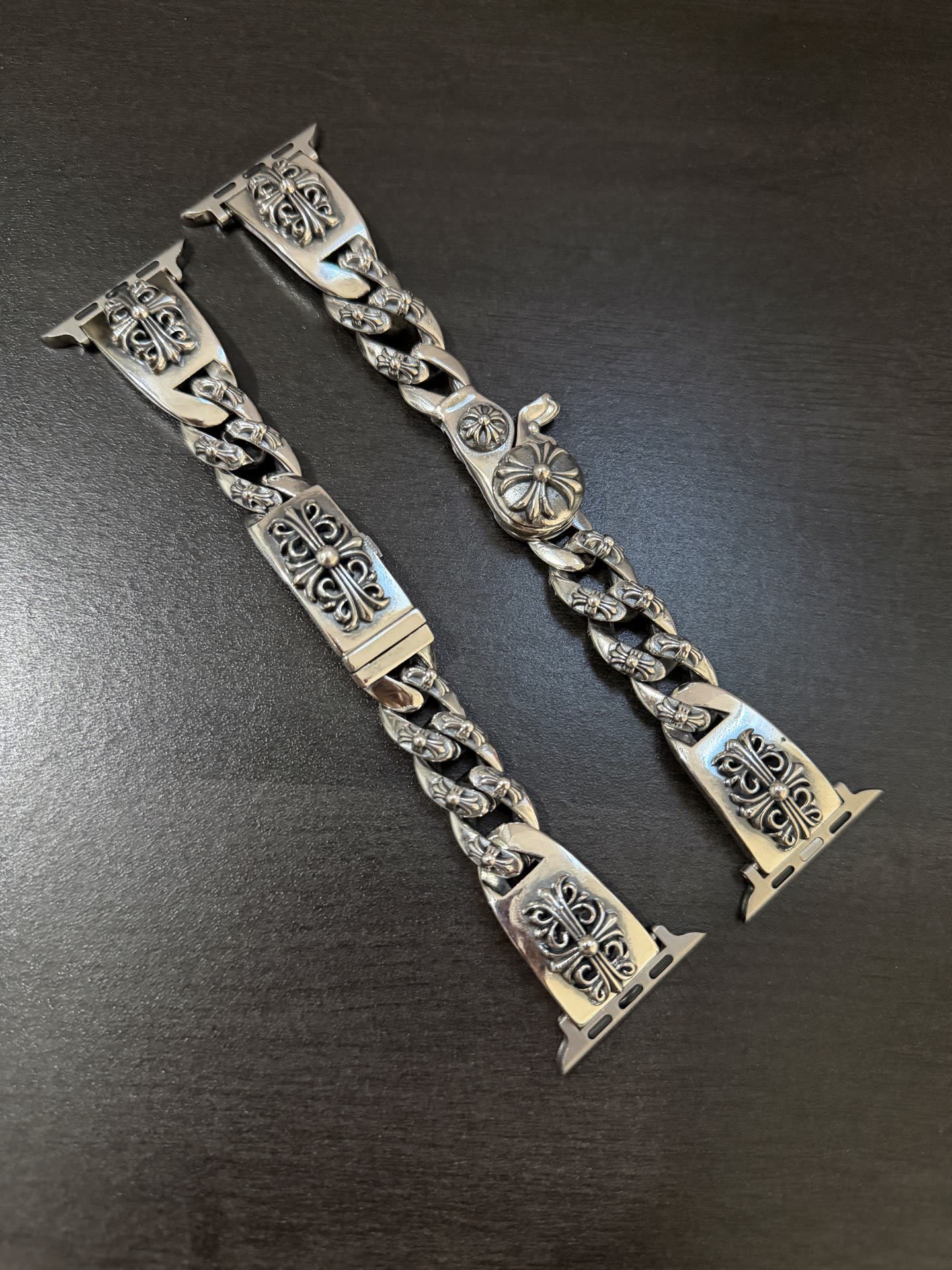 Chrome Hearts Silver Watch Band with Ornate Design